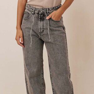 IDA acid-wash wide-leg jeans